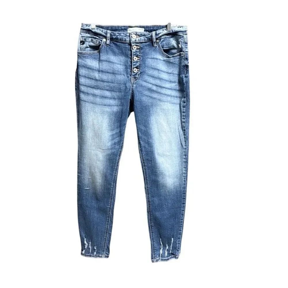 KanCan Women’s High Rise Button Fly Skinny Ankle Blue Jean Size 31